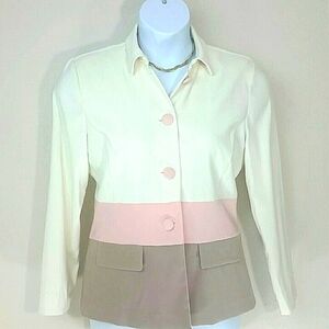 Koret blazer color block pink white ivory tan soft microsuede
